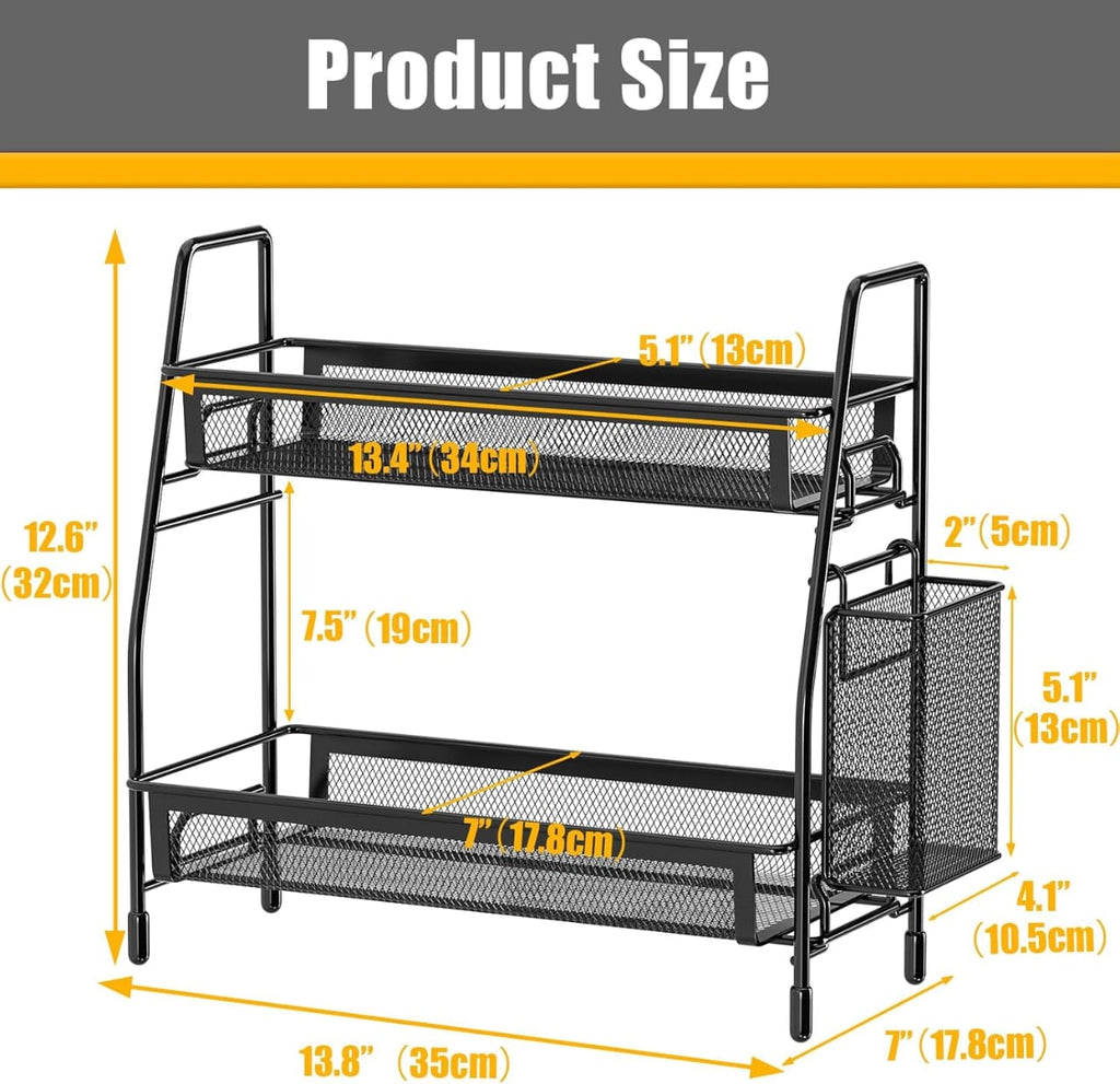 Famhap Bathroom Counter Organizer, Bathroom Organizer Countertop with Side Basket, Kitchen Countertop Organizer